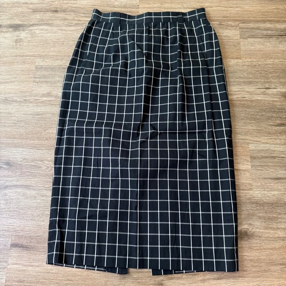 Jones New York Country Maxi Skirt Plaid Windowpane | Black White‎ | Size 16
